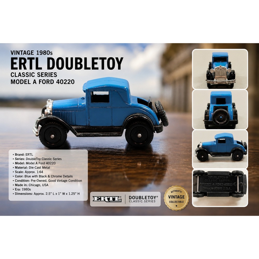 Vintage Tootsietoy Classic Series 1929 Model A Ford Blue Diecast Car Chicago USA
